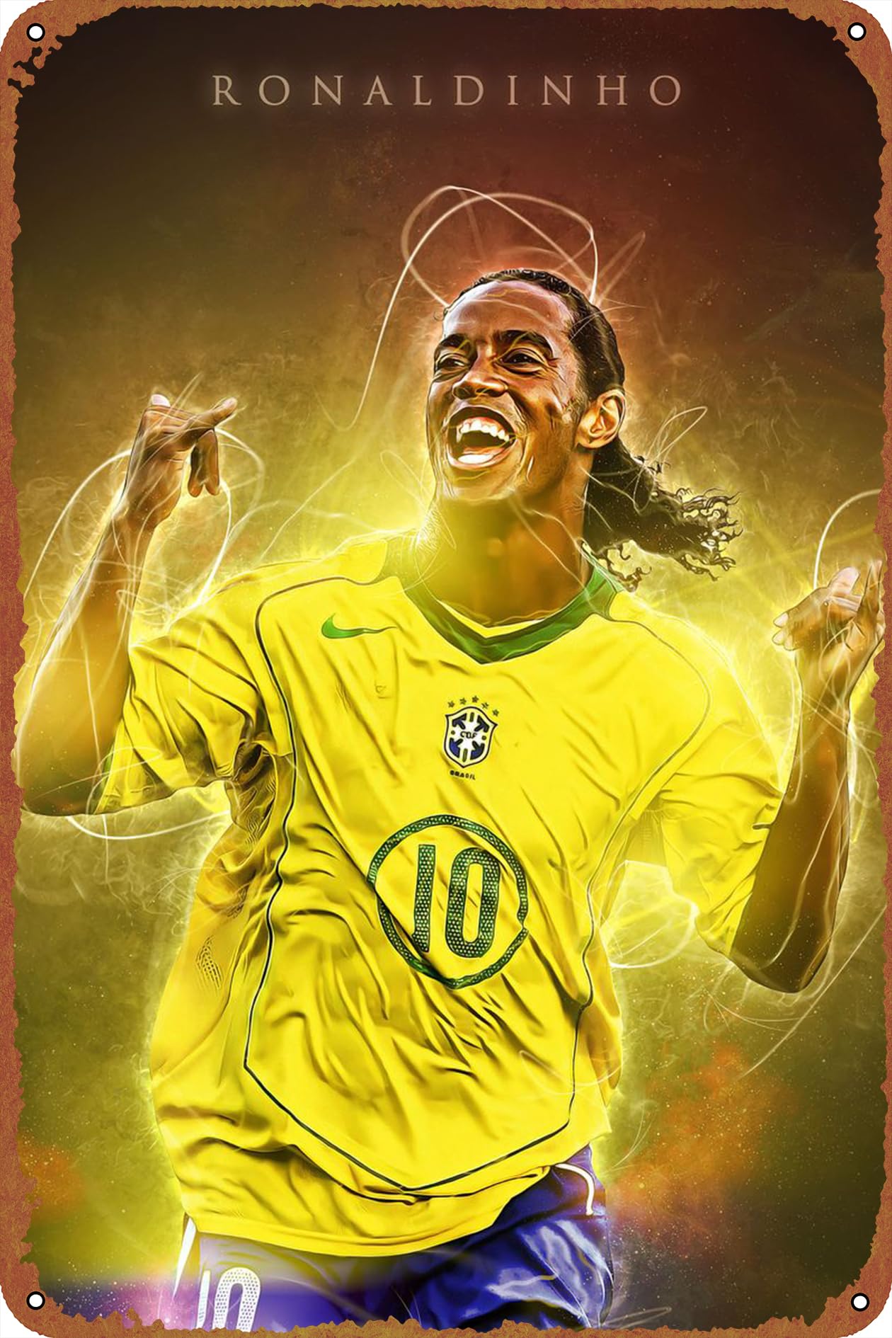 Amazon.co.jp: Ronaldinho ポスター ビンテージ ブリキ看板 ユニークな